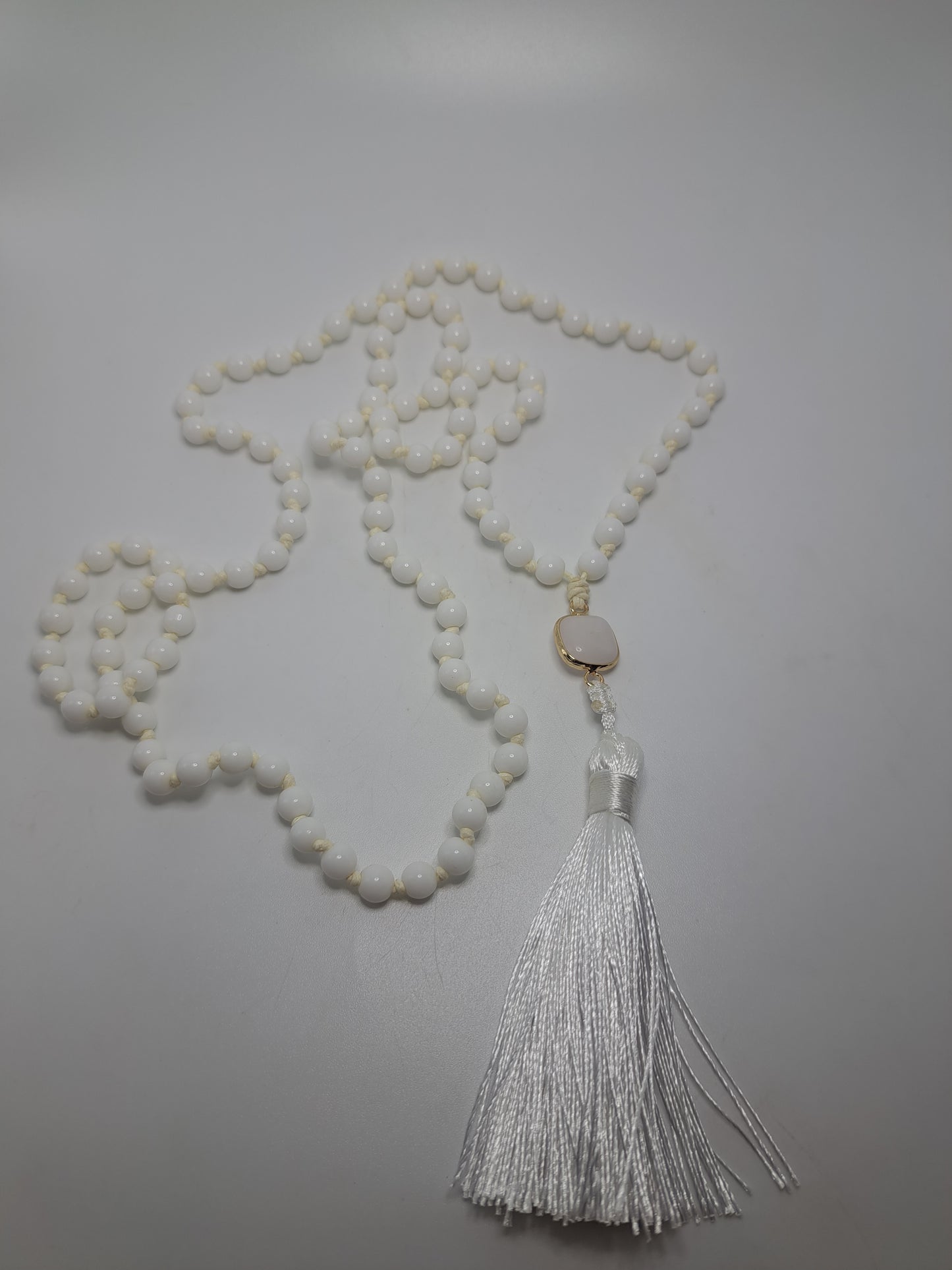 Mala white natural Beads