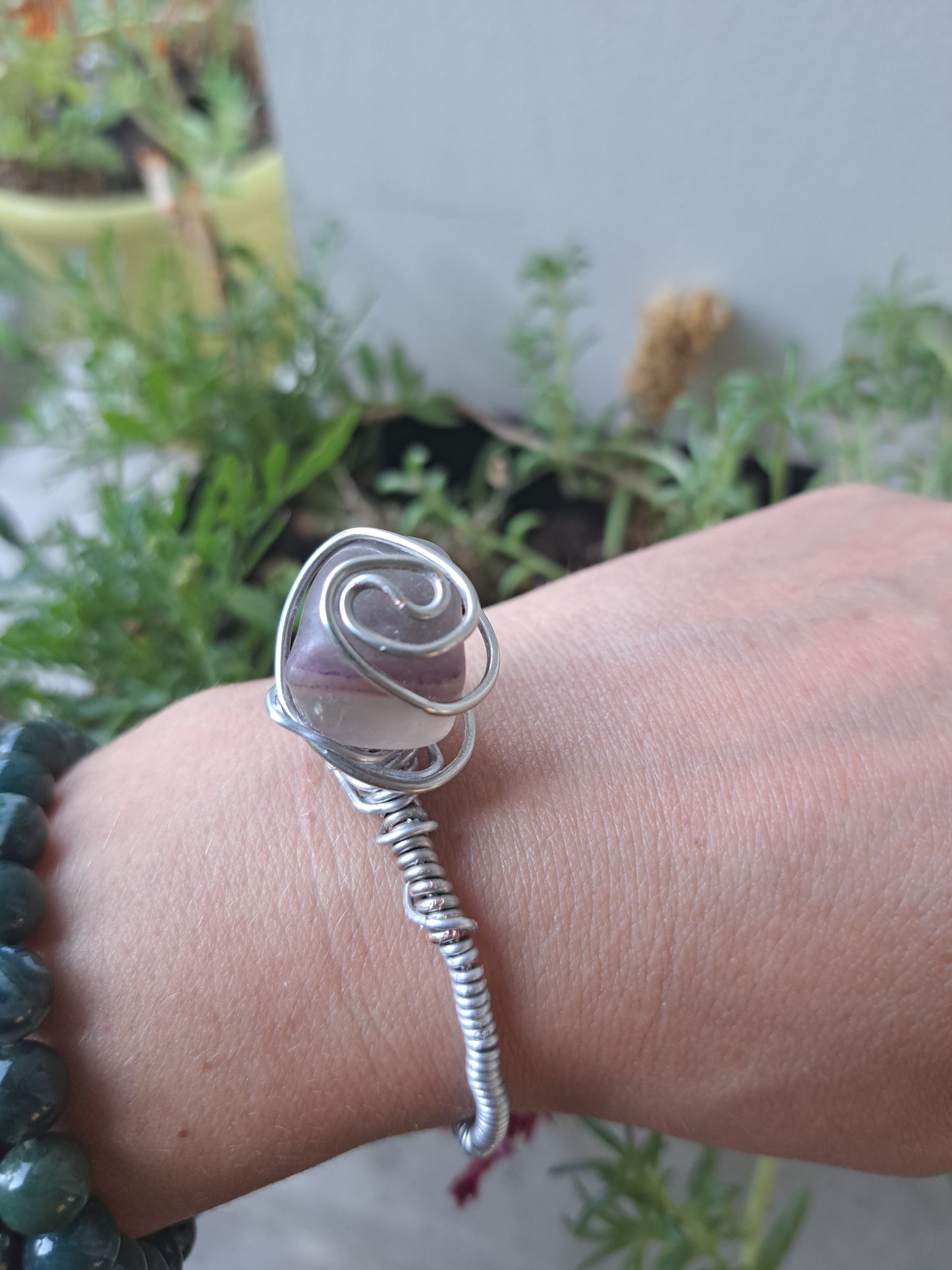 Wrapped tumbled fluorite bracelet