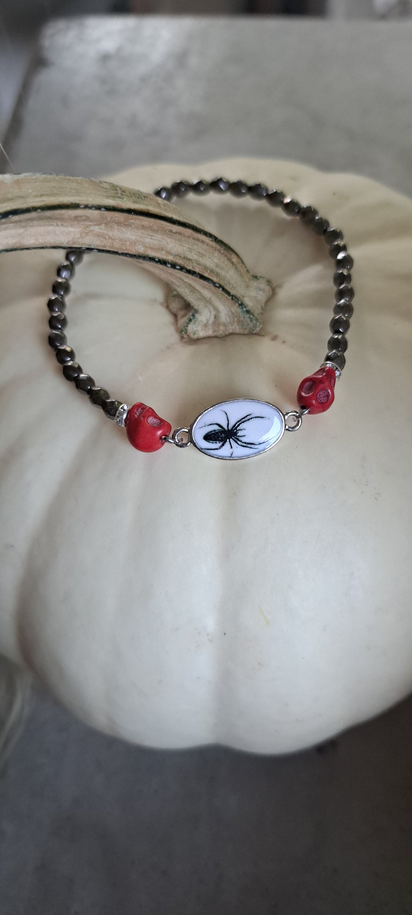 Red skull spider bracelet