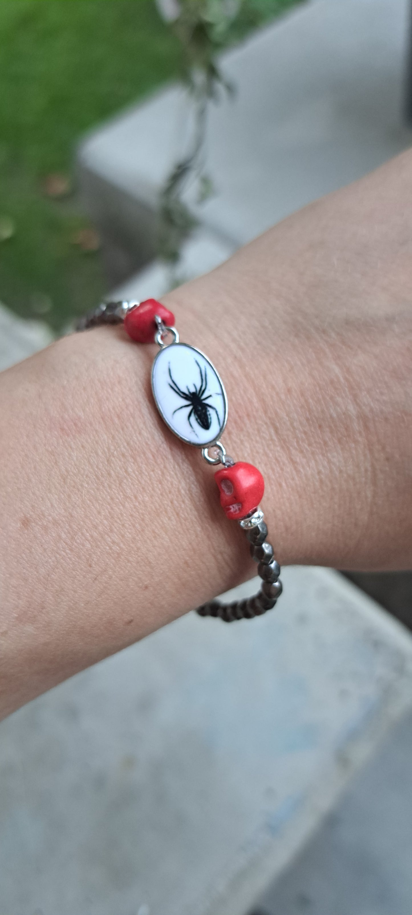 Red skull spider bracelet