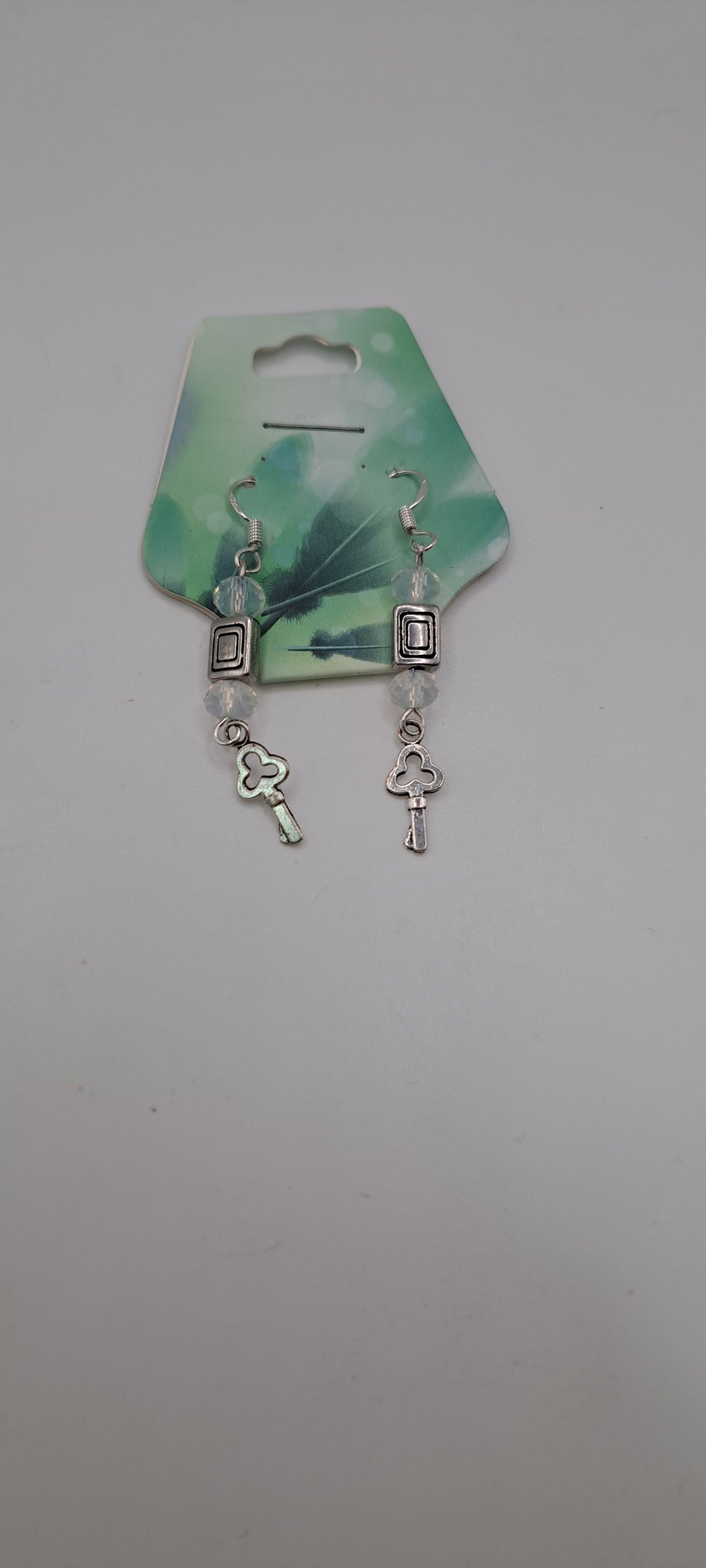 Moonstone earrings keys charm