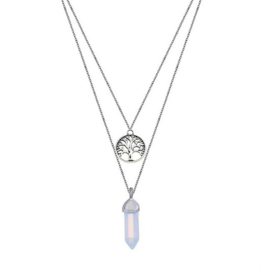 Moonstone Opal Pendant With Tree Charm