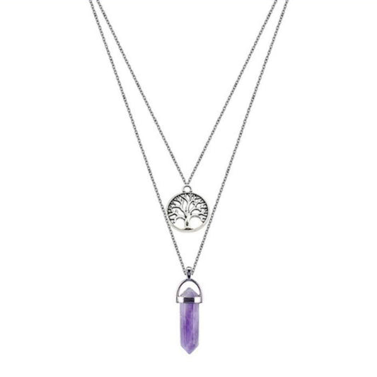 Amethyst Pendant With Tree Charm