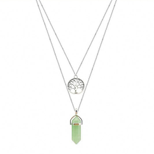 Green Aventurine Pendant With Tree Charm